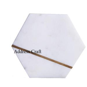 New Arrival Heat Resistant Marble Tea Cup Coasters <b>Non</b> <b>Slip</b> Marble Coasters Home and <b>Kitchen</b> Metal Inlay Marble Coasters - Product Image 5