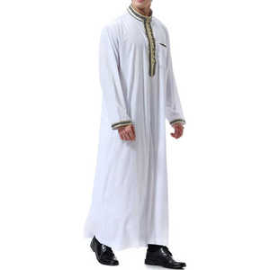Thobe pour homme en coton élégant, respirant, léger, fait à la main, de style moderne, nouveau design, abaya musulmane, longueur au sol, imprimé numérique - Product Image 3