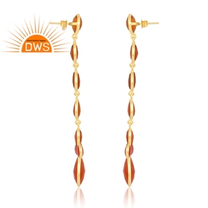 Último diseño de plata esterlina 18K chapado en oro Natural Onyx rojo piedra preciosa colgante pendiente Demi joyería fina fabricante - Product Image 3