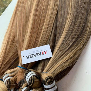 Trame de cheveux à la machine en gros d'usine du Vietnam Extensions de cheveux vietnamiens bruts Vierge Super Double Drawn Wavy Straight Piano Color - Product Image 1