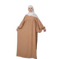 Abaya Modeste pour Femme, Manches Longues, Couleur Unie, Longueur Ras du Sol, Robe en Coton, Usage Quotidien, Style Moyen-Orient, Coupe Ample, Col Rond