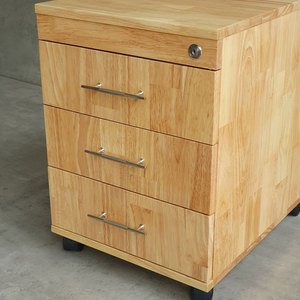 Minimalist Design TCN68001 3-<b>Drawer</b> Personal Metal File Cabinet 50x40x50cm Rubber Wood Movable for Office or <b>Workshop</b> Use - Product Image 3