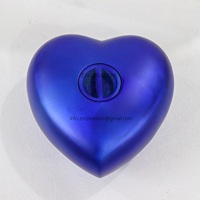Urne funéraire moderne en aluminium gravée en forme de cœur pour animaux de compagnie, bleue, mini, artisanale, pour cendres, petite, souvenir