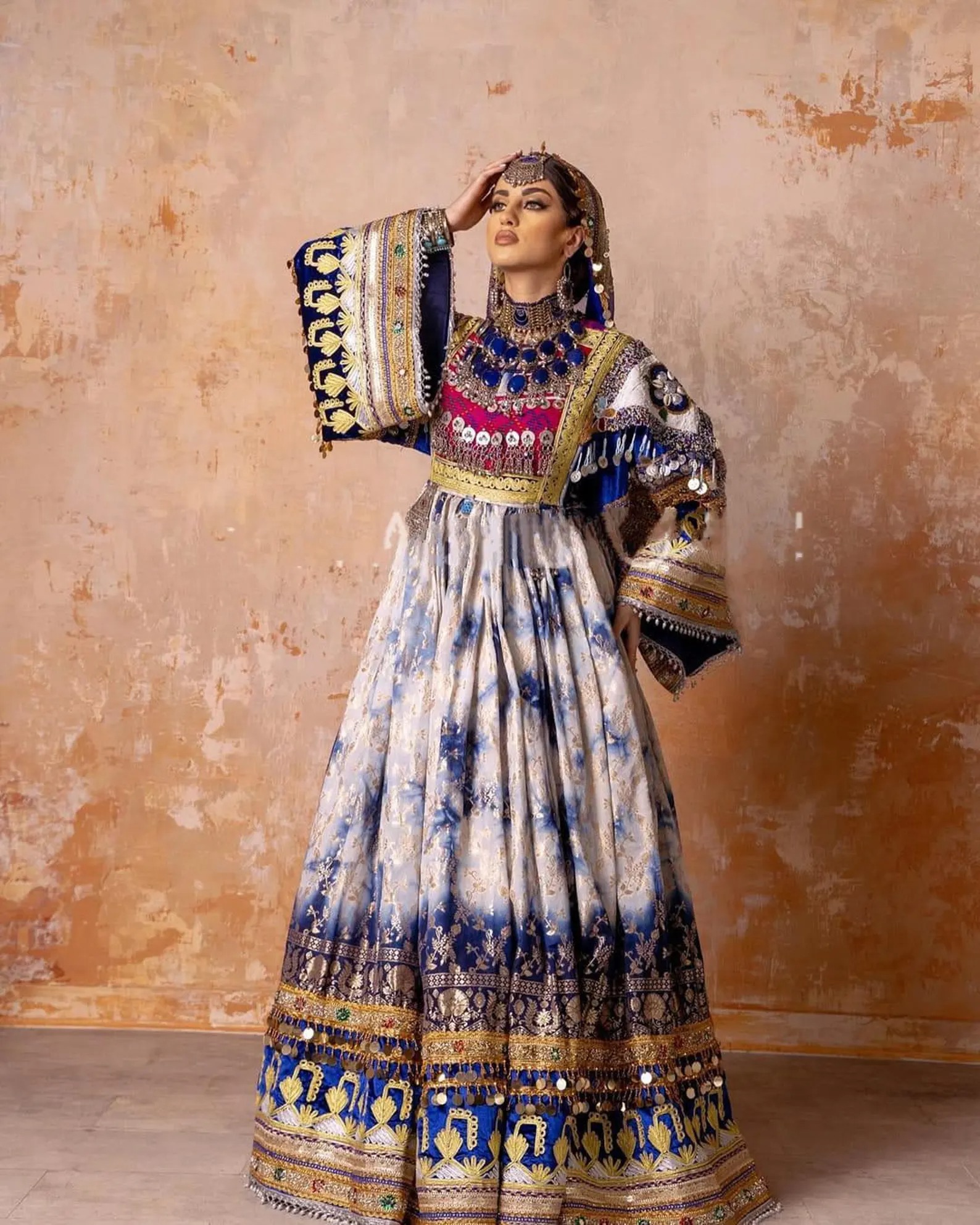 In Stock Rainbow Long Dress Embroidered Lace Design