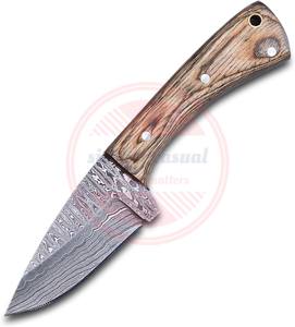Handmade Damascus Steel Skinner Knife with <b>Leather</b> Sheath Professional Wooden Handle Hunting Skinner Knife - Product Image 6