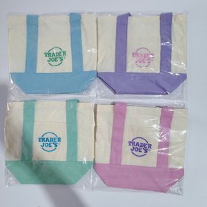 In Stock Mini <strong>Reusable</strong> Canvas Cute Designer Trader Joes Shopping <strong>Bag</strong> Customized Embroidery Small Handheld Cotton <strong>Bag</strong> Tote - Product Image 1