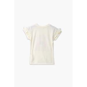 เสื้อยืดลายกราฟิกสีขาวมีตราสินค้าสำหรับเด็กผู้หญิงเสื้อลำลองแขนสั้นติดโบว์ลวดลายสำหรับฤดูใบไม้ผลิ - Product Image 3