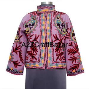 Indian Handmade <b>Jacket</b> with Embroidery Duck Fabric Boho <b>Jacket</b> Long <b>Sleeves</b> <b>Short</b> Blazer Coat for Women's Party Wear Autumn - Product Image 1