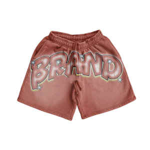 Bas de détresse personnalisé avec coton DTG T-shirt Short deux pièces ensemble été haute qualité délavé à l'acide chemises et Shorts ensemble hommes - Product Image 4