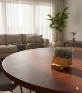 Ensemble de dessous-de-verre carrés en noyer de luxe en époxy durable avec des caractéristiques écologiques résistantes à la chaleur pour une protection durable de la table - Product Image 5