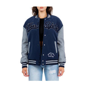 Style de rue personnalisé pour femmes Veste de baseball universitaire en laine de haute qualité en cuir à manches - Product Image 5