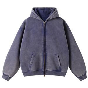 Custom Design <b>Men</b> Plain Blank Acid Wash <b>Zip</b> <b>Up</b> Hoodies <b>Top</b> Seller 100% Cotton Fleece Zipper Hoodies For <b>Men's</b> - Product Image 1