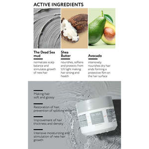 Masque capillaire fortifiant à la vitamine B5 400g Crème hydratante et lissante pour cheveux secs, enrichie en collagène et kératine organiques - Product Image 6
