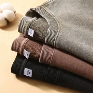 Sudadera de invierno de alta calidad para hombre, estilo Retro desteñido por el sol, hombro caído, Sudadera con capucha tejida sólida de punto de gran tamaño - Product Image 3