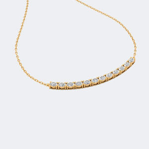 Collar con colgante de barra curva con engaste de diamantes ovalados, joyería con apariencia de diamante, elegante, minimalista, para uso diario, regalo para mujer - Product Image 3