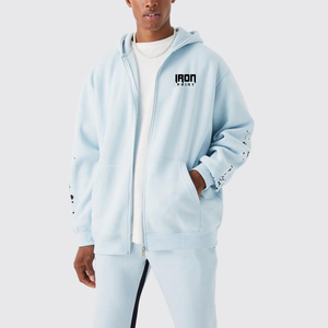 Ensemble de pantalons de survêtement à capuche avec logo personnalisé du fabricant pull-over à capuche brodé de couleurs contrastées survêtement de gymnastique pour hommes streetwear d'hiver - Product Image 6