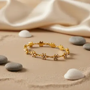 Elegant Women's Gold Plated Floral <b>Pearl</b> Bracelet Fashion <b>Jewelry</b> <b>Sets</b> Perfect Gift - Product Image 3