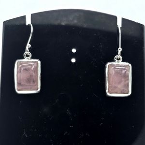 Handcrafted 925 <b>Silver</b> <b>Stud</b> Earrings with Rose Quartz Pink Gemstone Premium Jewelry - Product Image 1