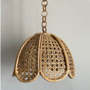 Suspension en rotin tissé à la main-Plafonnier festonné vintage - Product Image 2