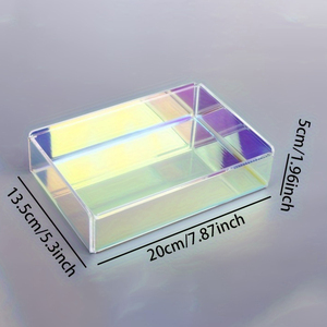 <strong>Clear</strong> Acrylic Rectangle Iridescent <strong>Jewelry</strong> Storage <strong>Box</strong> With Lid - Product Image 6
