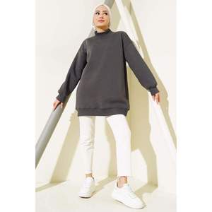 Tunique florale à col roulé à trois fils modeste bureau dame lanterne creuse couleur fumée personnalisée longueur au genou pour Club Day ODM 2 pièces - Product Image 1