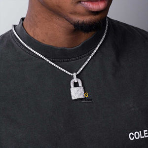 จี้ฮิปฮอปทรงกลมสวยงามสำหรับทั้งหญิงและชายใหม่ทันสมัยเพชรที่มีความคมชัดและชัดเจน10K สีขาวทองสำหรับทุกเพศ - Product Image 4