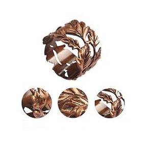 Antique Rose <b>Gold</b> Leaves Design Round Napkin Ring Handmade Unique Style Tableware Decorative Royal Napkin Ring - Product Image 1