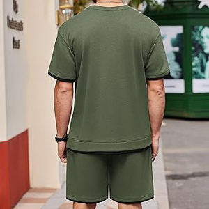 Personalizar Logo Short Men Set 100% algodón camiseta de manga corta y pantalones cortos Ropa de hombre Conjunto corto de 2 piezas para hombre - Product Image 4