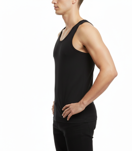 Gilet en coton noir ShadowFlex Premium pour homme Sans manches Doux Respirant Extensible Confort Vêtement essentiel pour tous les jours - Product Image 4