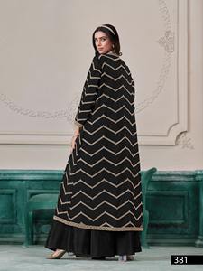 Diseñador Heavy Beautiful Festival Wear Última colección Chinon con blusa superior bordada y Palazo - Product Image 6