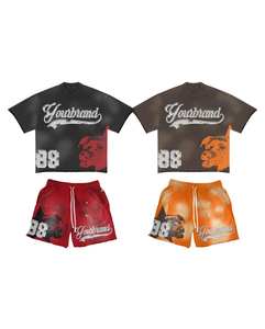 2025 nouveau Style à la mode élégant couleur sérigraphié Design été ensembles pour hommes personnalisé deux pièces ensembles t-shirts et Shorts - Product Image 1