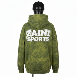 Sweat à capuche pour femme en coton polyester molletonné lourd 300 GSM, lavage à l'acide, vert olive, look vintage, logo personnalisé, sweat-shirts basiques - Product Image 2