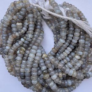 Cuentas de piedra Rondelle lisas de ágata gris Natural de 8mm, 10mm, 12mm, cadena de piedras semipreciosas para fabricación de joyas, collar DIY - Product Image 2