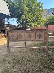 Panel de Cabecera de Cama de Madera Maciza Tallada a Mano |   Muebles de Dormitorio Rústicos Vintage |   Tamaño Personalizado Disponible - Product Image 3