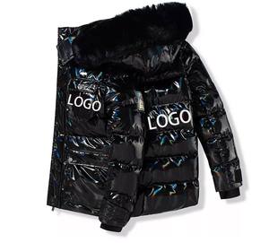 Chaqueta acolchada de invierno para hombre con logotipo personalizado OEM Abrigo acolchado de burbujas brillantes con cierre de cremallera bombardero de invierno informal a prueba de viento - Product Image 1