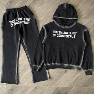 Diseño personalizado precio barato hombres ácido lavado chándal de alta calidad nueva llegada OEM tendencia peso pesado elegante sudor trajes - Product Image 4