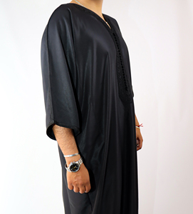 Gabardine noire chic Gandoura marocaine pour hommes robes caftan faites à la main 10 OEM lavable traditionnel personnalisé accepté - Product Image 2