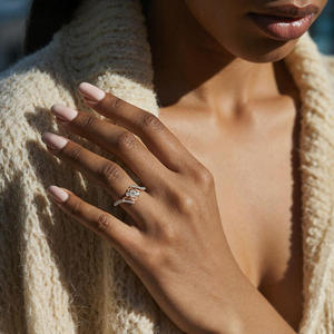 Jeulia Amore Custom Wave Engagement <b>Ring</b> with Marquise <b>Garnet</b> and Jade Birthstones in Yellow Gold - Product Image 6