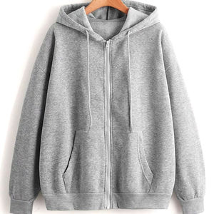 Sweats à capuche oversize pour homme avec fermeture éclair, manches longues et épaules tombantes, broderie personnalisée - Logo en gros, style unisexe, 100% coton molleton - Product Image 1