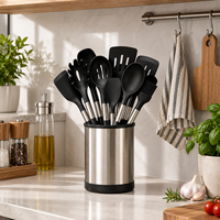 Ensemble d'ustensiles de cuisine en silicone résistant à la chaleur, compatible lave-vaisselle, spatules en silicone, 12 pièces, ensembles d'outils de cuisine en acier inoxydable