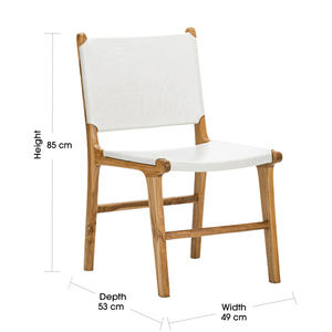 Cadre de chaise de salle à manger en bois de couleur naturelle et utilisation de cuir sur les sièges et le dossier Nouveautés - Product Image 3