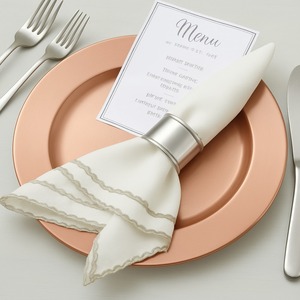 Assiettes de présentation modernes en cuivre avec bordure royale, assiettes décoratives pour le dîner, tapis de table de mariage de qualité supérieure, décor de table de luxe, fournitures pour événements et fêtes - Product Image 1