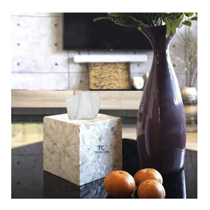 Vente en gros de boîte à mouchoirs en incrustation de nacre cubique couvercle de boîte à mouchoirs incrustés MOP boîte à mouchoirs en coquille de Capiz pour table à manger - Product Image 3