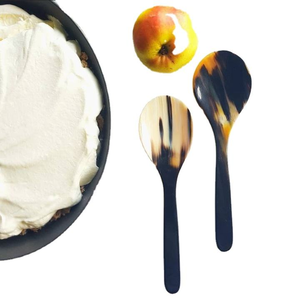 Cuillère en nacre avec manche en corne de buffle Cuillère à caviar 20 cm 100% Artisanat indien Parfait pour servir du caviar de qualité supérieure - Product Image 6