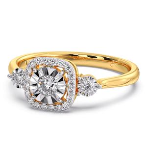 Bague en or massif 18 carats de luxe avec halo de diamants en forme de plaque miracle pour femmes, élégante bague de fiançailles, bijoux d'anniversaire, fournisseur - Product Image 5