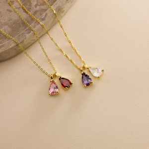 925 Sterling Silver 14K Gold Plated Large Drop <b>Birthstone</b> Ruby Pendant <b>Necklace</b> Personalized Jewelry Gift - Product Image 5