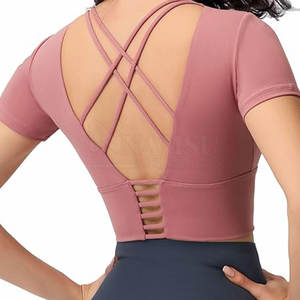 เสื้อครอปท็อปออกกำลังกายสำหรับผู้หญิง ผ้าฝ้าย/โพลีเอสเตอร์ ระบายอากาศได้ดี คุณภาพสูง สีพื้น ผลิตในปากีสถาน เป็นมิตรต่อสิ่งแวดล้อม แห้งเร็ว - Product Image 3