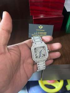 VVS Moissanite oro blanco redondo brillante diamante para hombres regalo Hip Hop colección reloj suizo - Product Image 2