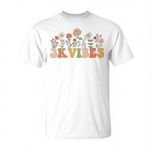 T-shirt retrò 3K Vibes Wildflower per bambini, unisex, girocollo, manica corta, design per il ritorno a scuola - Product Image 3