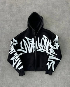 Jersey con cremallera de mezcla de algodón con capucha más vendido para hombre ODM precio al por mayor Gran oferta sudaderas con capucha estampadas - Product Image 6